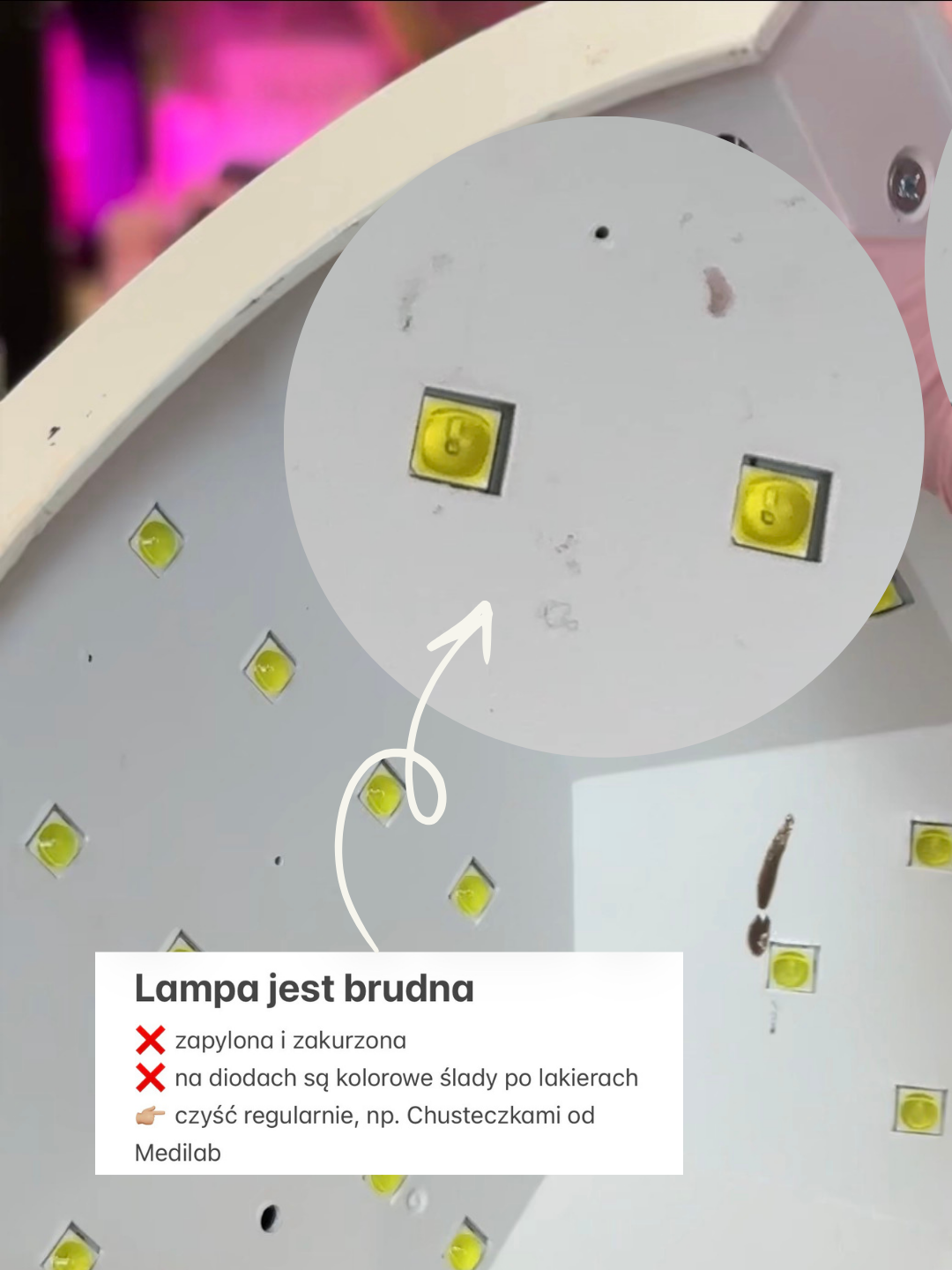 zużyte diody w lampie uv led